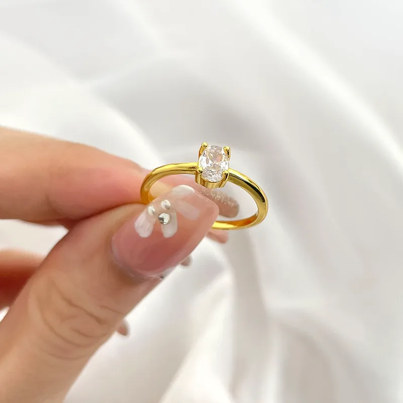 Oval Stone Open Ring